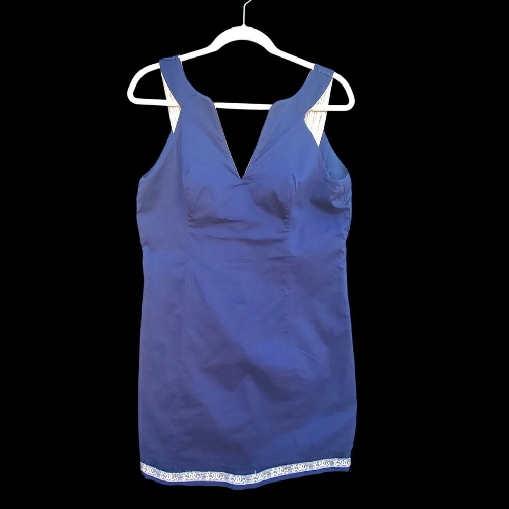 Lilly Pulitzer Valli Shift Dress Size 6 Navy Blue White Gold Sleeveless Cotton - Picture 7 of 13